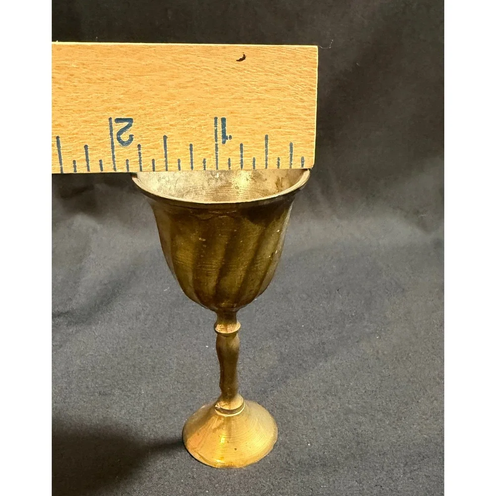Vintage‎ Brass Miniature Cordial Goblet Fluted Swirled Small Chalice MCM